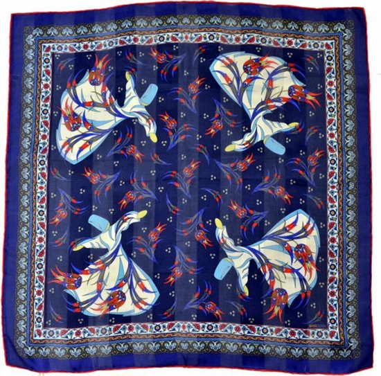 BiggDesign Dervis Burkina Zijde Sjaal , speciaal ontwerp, kleurrijke sjaal , 100% Zijde Voile , 90 cm x 90 cm