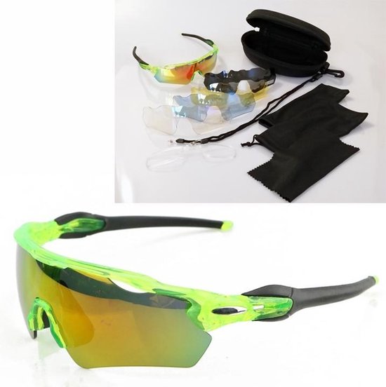 nemen Pest oogst Sportbril – set met 5 verwisselbare glazen – neon geel – zonnebril | bol.com