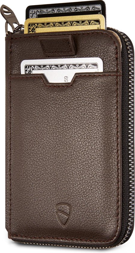 Vaultskin - Notting Hill - slim leather RFID blocking zipper wallet - unisex - brown