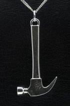 Zilveren Hamer XL ketting hanger