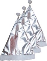 3x Glimmende kerstmutsen zilver voor volwassenen - Metallic zilveren kerstmuts