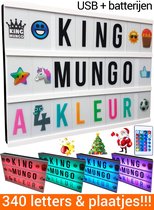 Lightbox A4 Kleur + 340 light box letters en symbolen (oa kerst) | incl batterijen & Afstandsbediening & USB | King Mungo