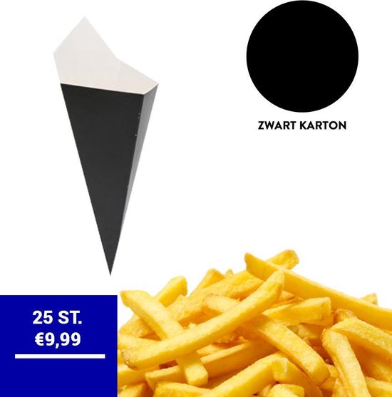 Zwarte Frietzakken | Frietzak | Patatzak | Stijlvol | Diner | 35 st. - frietzak