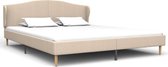 Bedframe Beige Stof (Incl LW Led klok) 160x200 cm - Bed frame met lattenbodem - Tweepersoonsbed