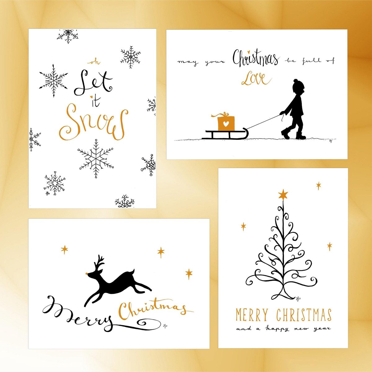 Set van 16 kerstkaarten met enveloppen - Kerst - Kaartenset - Voordeelverpakking - Kerstkaartenset