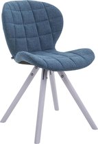 Clp Alyssa Eetkamerstoel - Rond - Stof - Blauw - Kleur onderstel : wit (eiken)