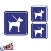 Honden aangelijnd toegestaan sticker set van 3 stickers.