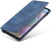 Huawei P30 Retro Style Kaarthouder Bookcase Hoesje Blauw