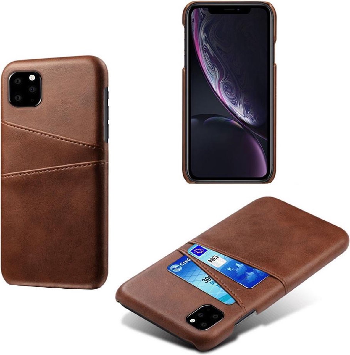 Casecentive Leren Wallet back case Portemonnee hoesje iPhone 11 bruin