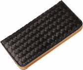 Fashionidea – mooie zwarte pasjeshouder portefeuille model van chique gevlochten PU- leer, niet geschikt voor muntgeld.