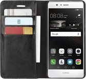 Echt Leren Huawei P9 Lite Bookcase Hoesje Met Pasjes Zwart