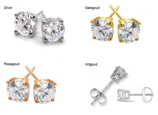 Witgouden oorstekers met echte diamanten 0.24 crt G - VS1 Goud | bol.com