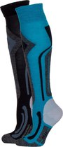 Falcon Wintersportsokken - Maat 35-38 - Vrouwen - blauw/grijs/zwart