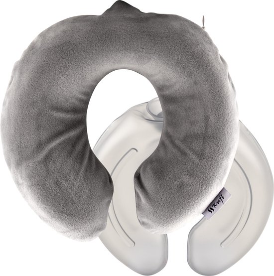 Kufl Nekkruik van PVC grijs - kruik met extra zachte fleece hoes - warmwaterkruik voor de nek - verlicht nek-, rug- en schouderpijn door warmtebehandeling
