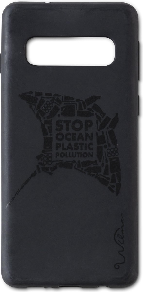 Samsung Galaxy S10 Plus Hoesje - Wilma - Stop Plastic Serie - Eco Friendly Backcover - Manta Black - Hoesje Geschikt Voor Samsung Galaxy S10 Plus