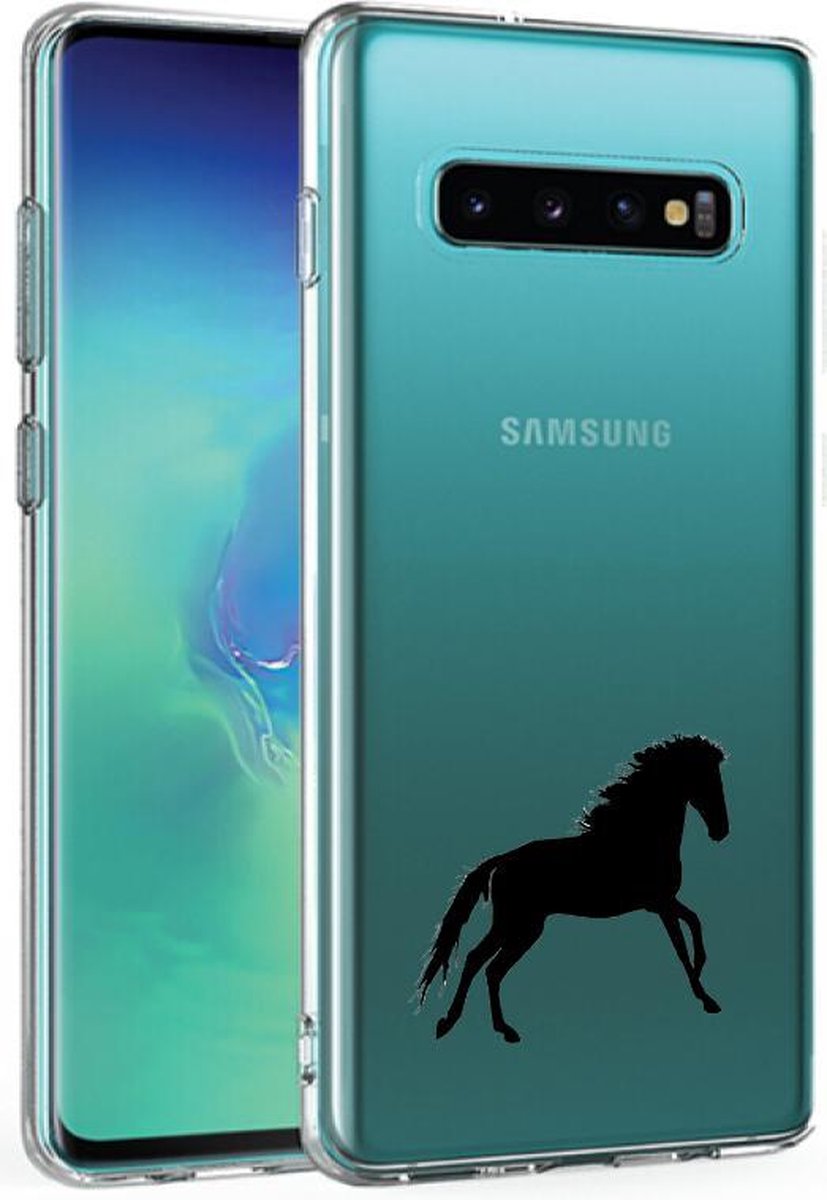 Samsung Galaxy S10 E transparant siliconen hoesje zwart paard
