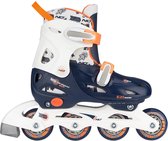 Nijdam Inlineskates Junior Verstelbaar - Hardboot - Marine/Wit/Oranje - 30-33