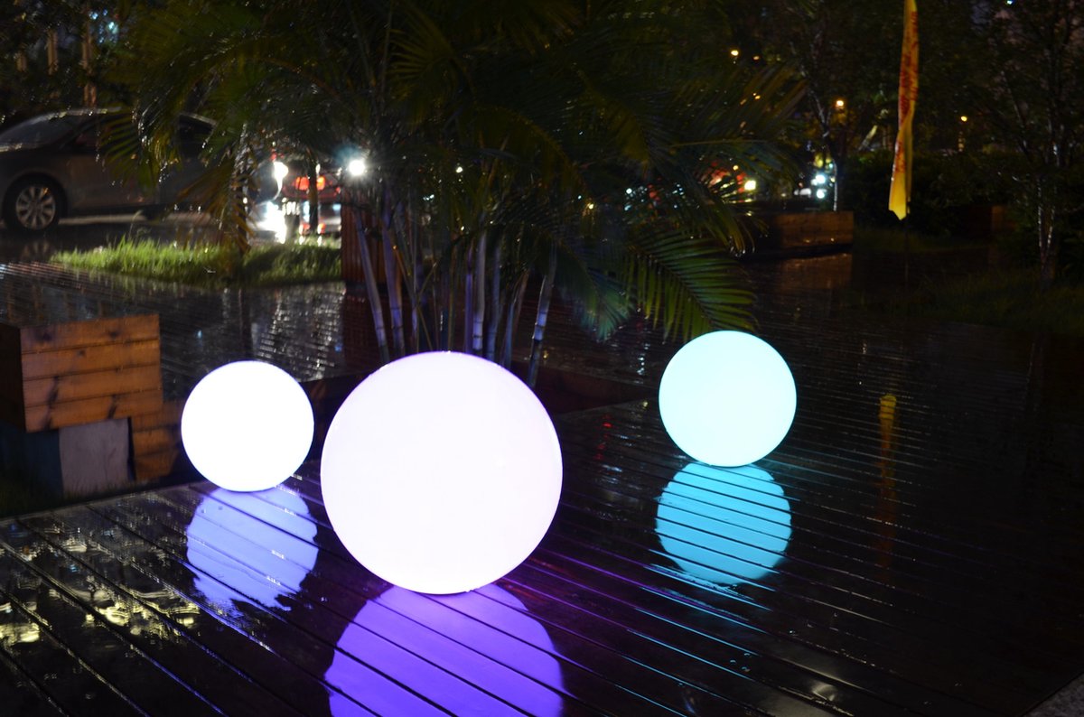 Oplaadbare Bol 35 cm LED RGB  incl. Afstandsbediening - Funnylights Venonat Tuinlamp