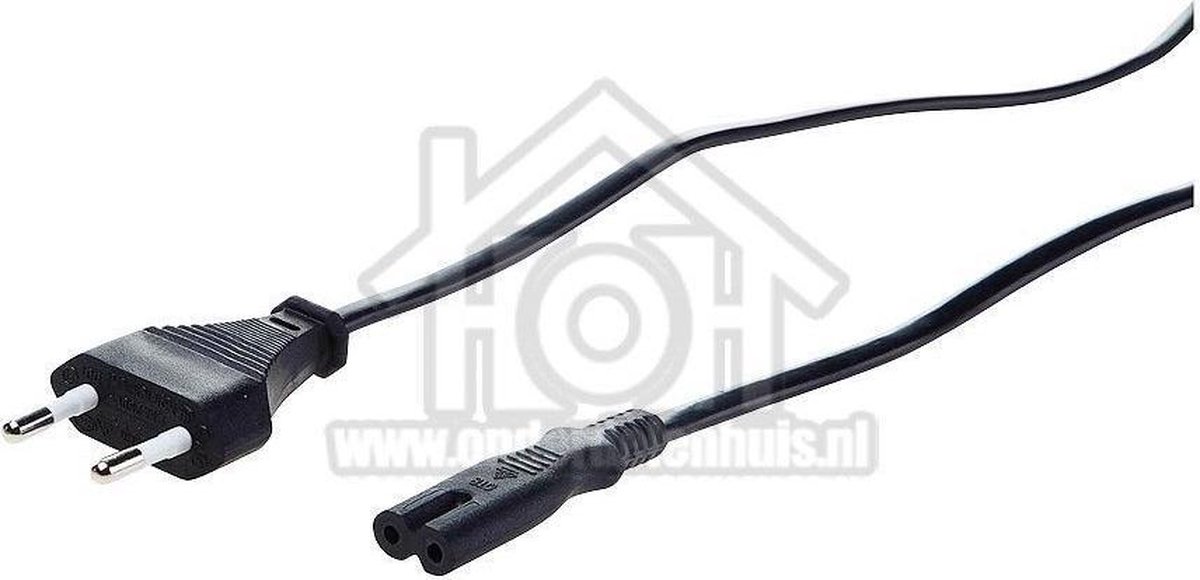 Netvoedingskabel C7, 230V, 5 Amp, 2x0.75mm2, 2.5 Meter