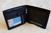 Heren Portemonnee Echt Leer - Extra Ritssluiting voor Briefgeld Heren Billfold Zwart