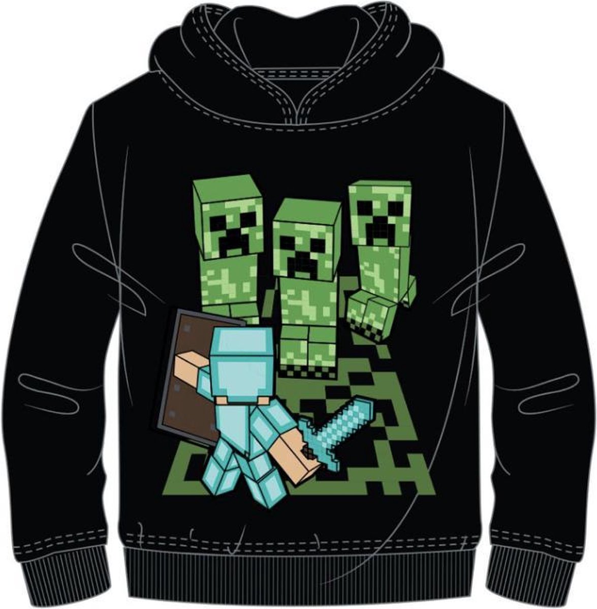 Minecraft sweater - hoodie - zwart - maat 140 cm / 10 jaar | bol.com