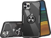 iPhone 11 Pro Max Hoesje - Carbon Armor Back Cover met Ring - Zwart
