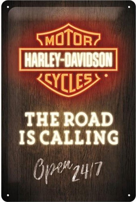 Wandbord - Harley-Davidson The Road Is Calling -20x30-