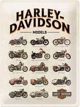 Harley-Davidson 14 Models Metalen wandbord in reliëf 30x40 cm