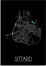 DesignClaud Sittard Plattegrond poster Zwart - A2 + fotolijst wit (42x59,4cm)