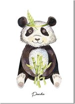 DesignClaud Panda - Kinderkamer poster - Babykamer poster - Decoratie - Waterverf stijl dieren kids A4 + Fotolijst zwart