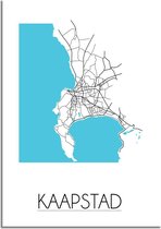 DesignClaud Plattegrond Kaapstad Stadskaart poster Wanddecoratie - Wit - A3 + fotolijst wit (29,7x42cm)