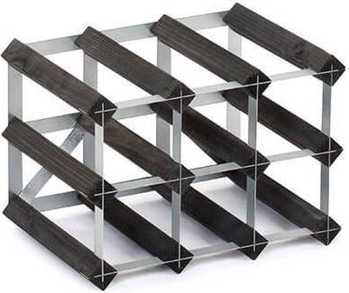 Traditional Wine Rack Co. wijnrek voor 9 flessen 32,4 x 22,8 cm verbrande eik bruin