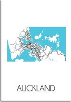 DesignClaud Plattegrond Auckland Stadskaart Poster Wanddecoratie - Wit - A4 + fotolijst wit (21x29,7cm)