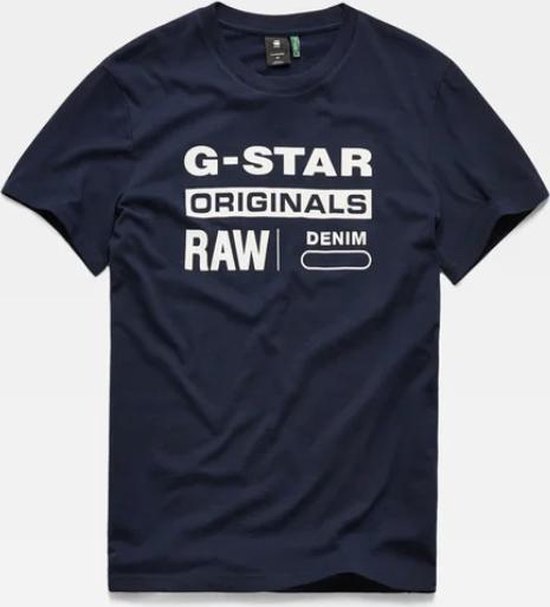 G-star T-Shirt Navy Met Witte Opdruk (D14143 - 336 - 6067)