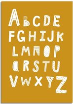 DesignClaud ABC poster - Alfabet poster - Mosterd geel A3 + Fotolijst wit