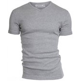 Garage 302 - T-shirt V-neck semi bodyfit grey melange S 100% cotton 1x1 rib