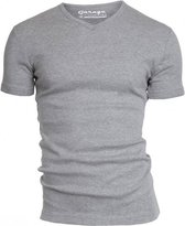 Garage 302 - T-shirt V-neck semi bodyfit grey melange XL 100% cotton 1x1 rib