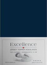 Excellence Jersey Topper Hoeslaken - Tweepersoons - 160x200/210 cm - Navy