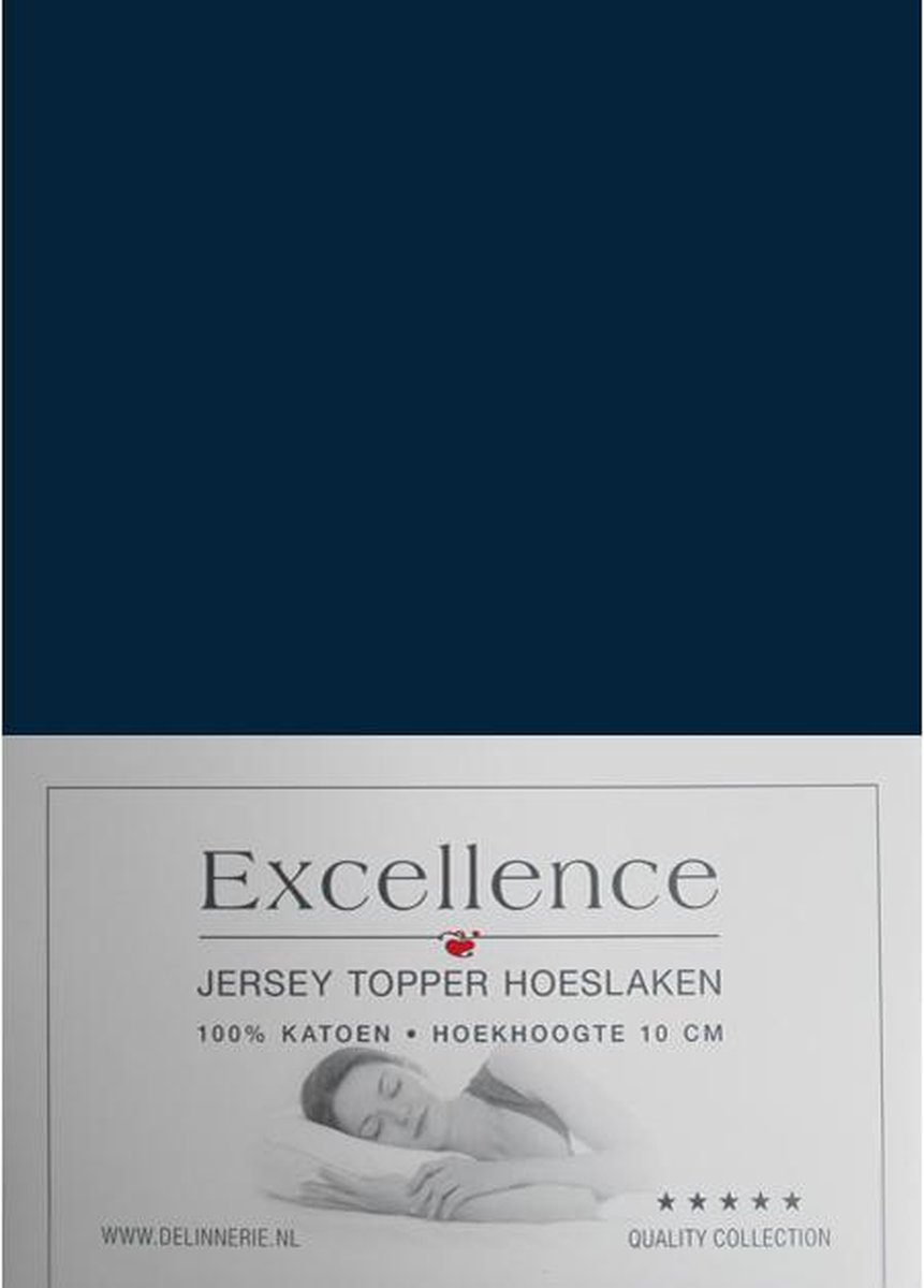 Excellence Jersey Topper Hoeslaken - Tweepersoons - 160x200/210 cm - Navy