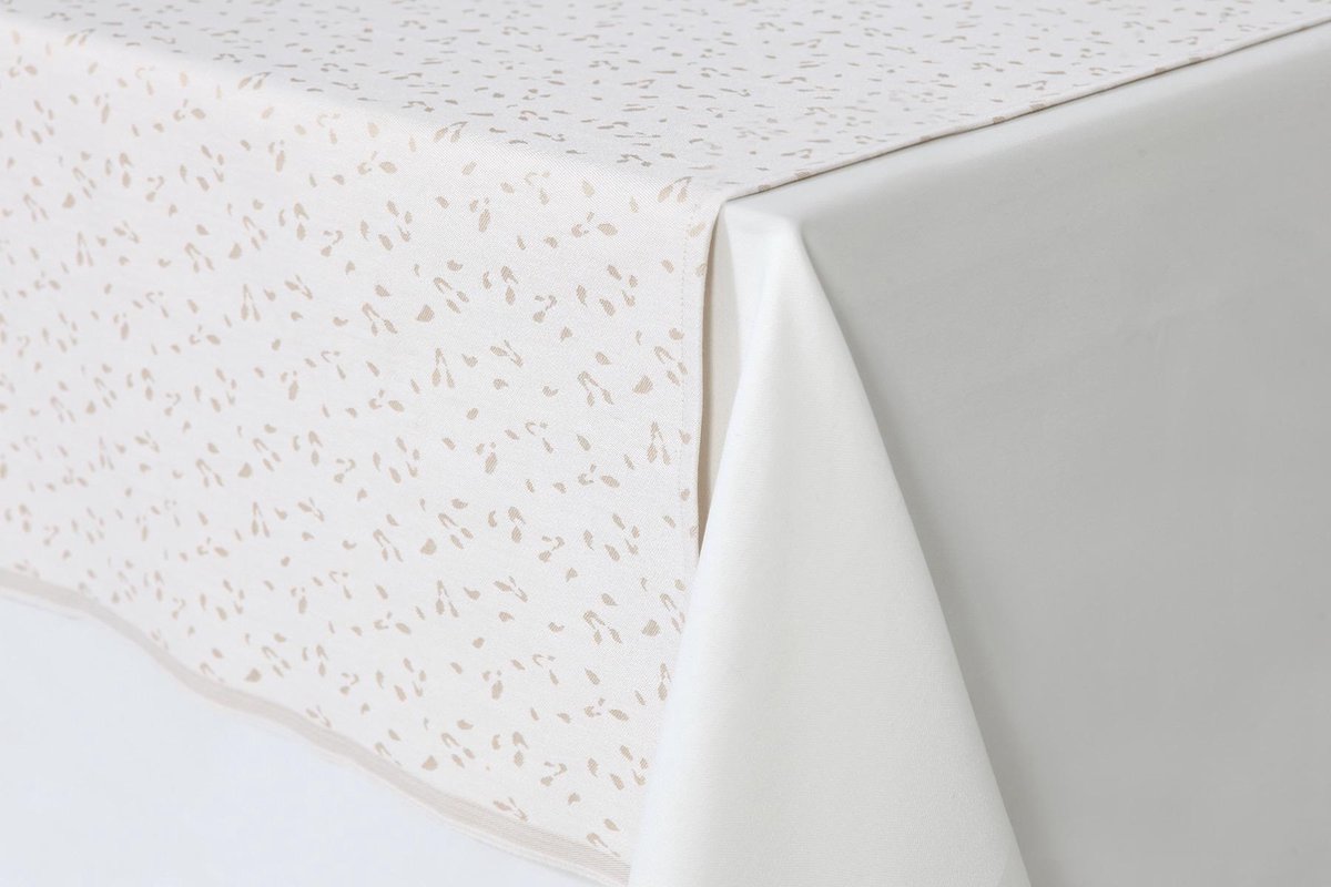 Set 2 Stuks Damast Tafellopers 'Rio Taupe' De Witte Lietaer