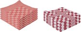 9x Torchon et torchon rouge 65 x 65 cm / 50 x 50 cm - Textiles ménagers - Torchon / torchon / torchon