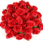Boeket rode kunstrozen koppen 50 stuks | Zijde kunst rozen koppen geschikt  als... | bol.com