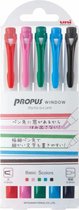Uni Propus Window Highlighter Basic 5 Colors Set + 1 Zipperbag