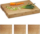 Relaxdays 4x snijplank bamboe - dik - hout - zeer sterk - hakken en snijden - keukenplank