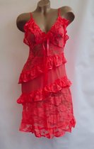 Sexy lingeriesetje met rozenkant roze/rood ONE SIZE