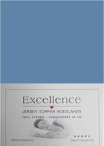 Excellence Jersey Topper Hoeslaken - Eenpersoons - 90/100x210/220 cm - Blue