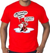 Grote maten foute Kerst shirt / t-shirt - Zingende kerstman met gitaar / All I Want For Christmas - rood voor heren - kerstkleding / kerst outfit 4XL