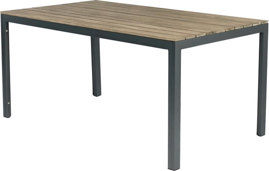 Ruwe slaap Geelachtig Horizontaal Tuintafel Claro - Aluminium en Eucalyptushout - 160x90cm - Antraciet |  bol.com