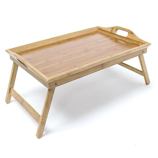relaxdays bedtafel bamboe, inklapbare poten, beddienblad, bed tafeltje, dienblad