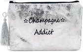 Dielay - Tas met Kwastje - Champagne Addict - Clutch - Kunstleer - 18,5x13 cm - Zilverkleurig